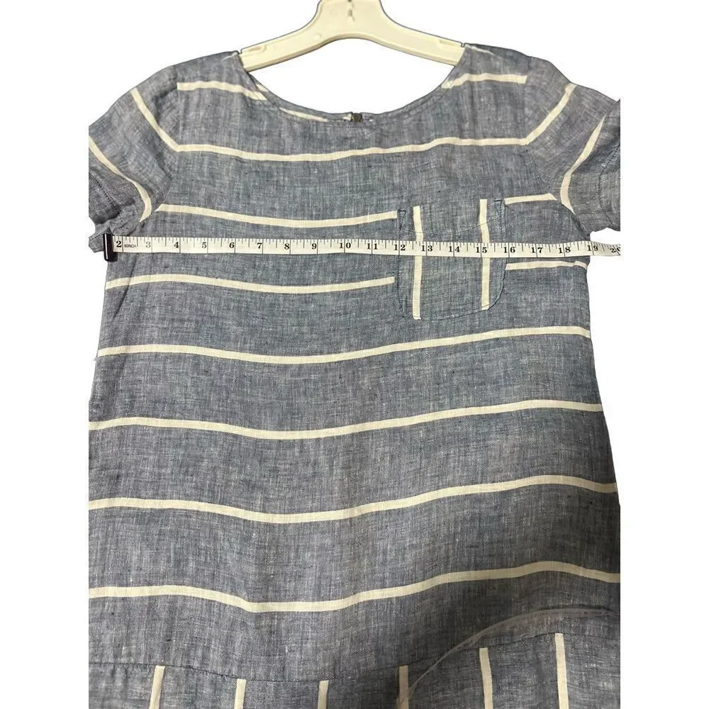 Lou & Grey Blue and White Linen Mini Dress Size XS - Picture 6 of 9